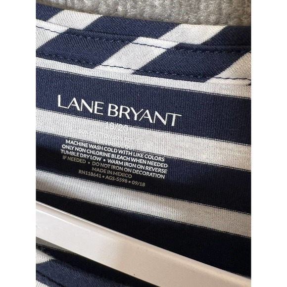 Lane Bryant Striped WINE NOT Tunic Top Womens Size 18/20 Blue White Short Sleeve - Picture 3 of 14